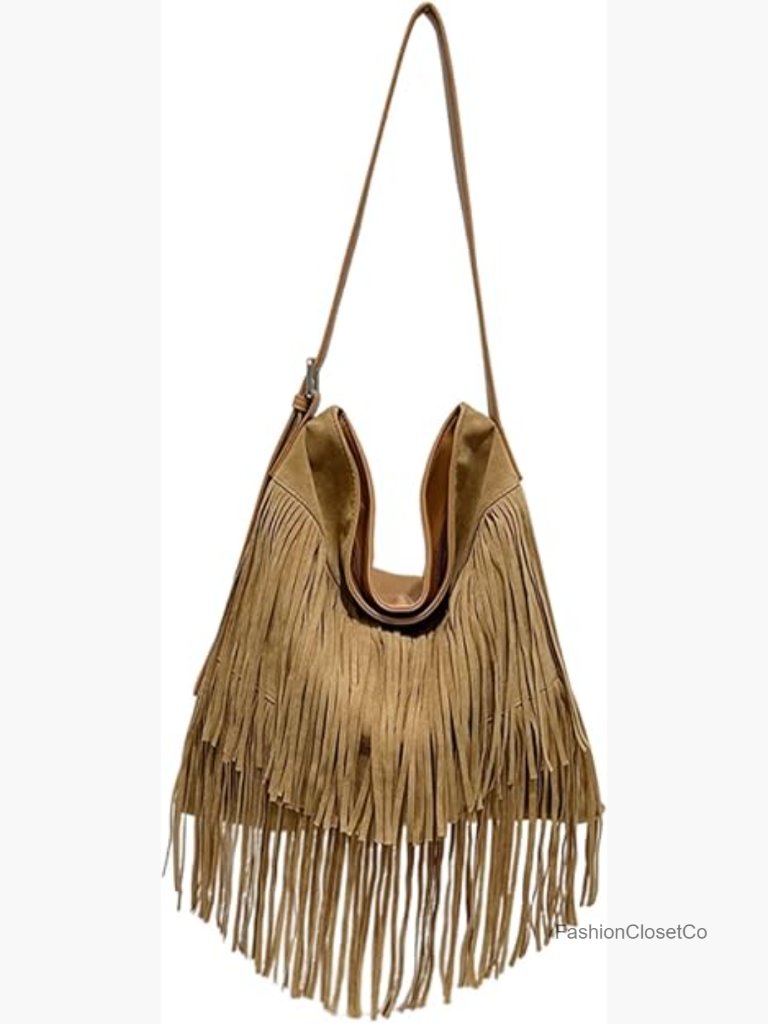 Fringe Suede Hobo Shoulder Bag Tassel Crossbody Pu Leather